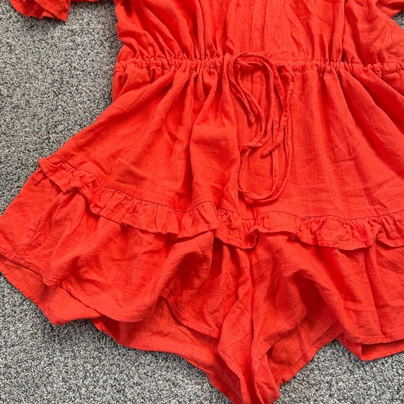 Umgee ruffle romper orange linen - Picture 2 of 4